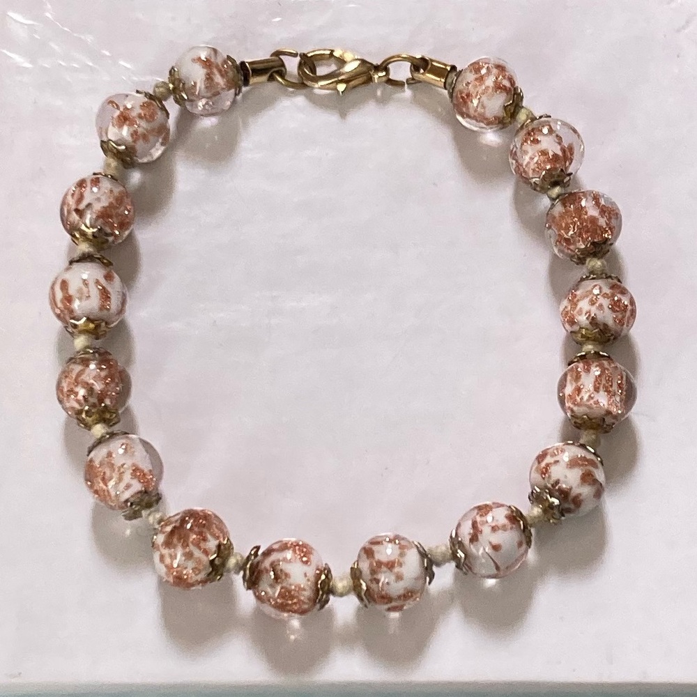 Handmade Glassblown Foil Bead Bracelet